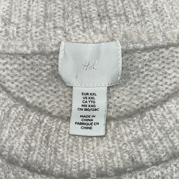 H&M Size XXL Ivory - Black Moose Wool/Alpaca Blend Sweater Top - Picture 6 of 6